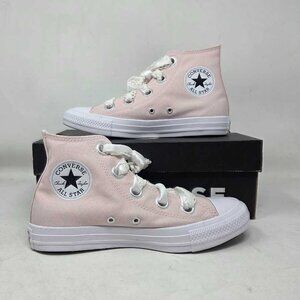 New women's 7.5 Converse CTAS Big Eyelet Hi all star crochet laces in Blush Hush